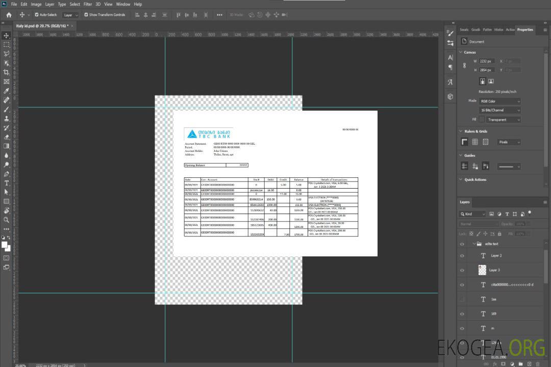 Modèle de relevé bancaire de Géorgie TBC facile à remplir au format Excel et PDF template